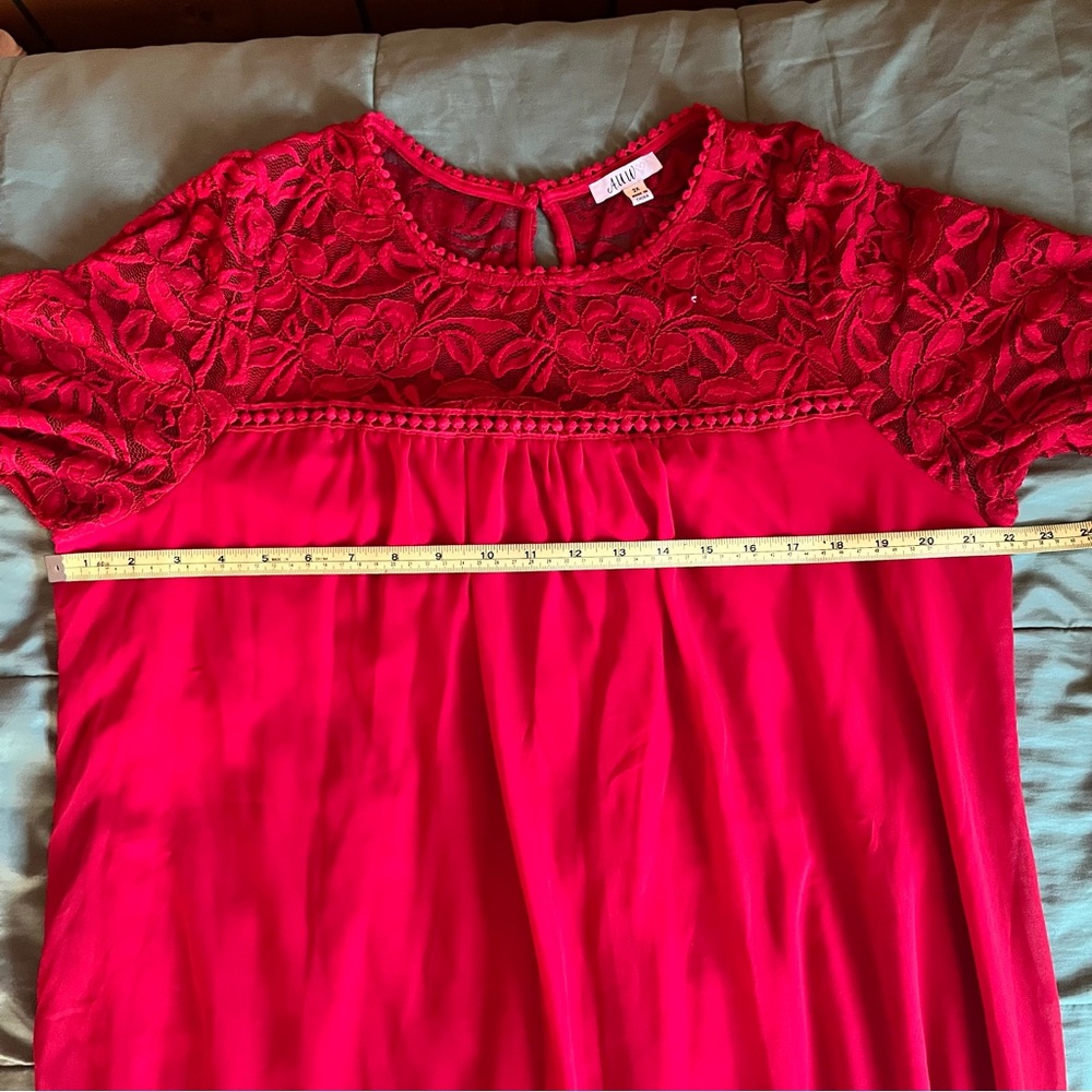 AUW Women’s Red Lace Midi Dress - Picture 7 of 13